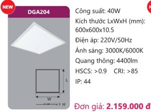 Đèn led panel bảng cao cấp Duhal DGA204