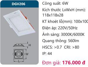 Đèn led panel cao cấp âm trần Duhal DGV206 6w