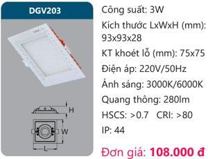 Đèn led panel cao cấp âm trần 3w Duhal DGV203