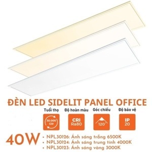 Đèn LED panel office ốp trần loại tấm 40W 3000k vàng Panasonic NPL30123