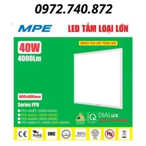 Đèn LED panel tấm 600x600mm – 40W, FPD-6060N