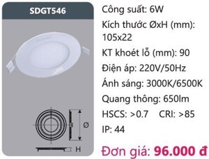 Đèn led panel tròn Duhal SDGT546 - 6W