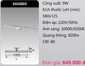 Đèn led soi gương Duhal 9w SAIG803