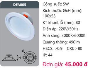 Đèn led tán quang âm trần Duhal 5w DFA005