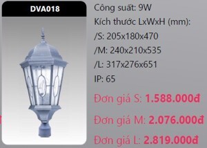 Đèn Led trụ cổng Duhal DVA018 9W