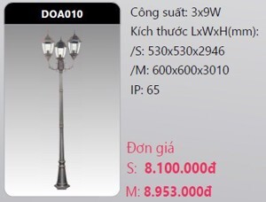 Đèn led trụ công viên Duhal DOA010 - 3*5W