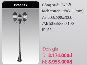 Đèn led trụ công viên Duhal DOA012 - 3*5W