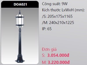 Đèn Led trụ công viên Duhal DOA021