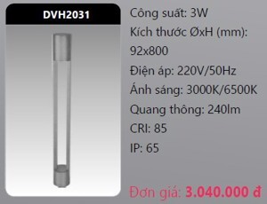 Đèn led trụ sân vườn Duhal DVH2031 - 3W