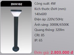 Đèn Led trụ sân vườn DVH102 4W