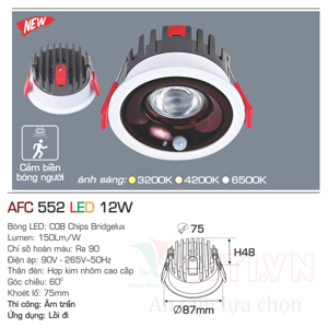 Đèn lon ốp trần nổi Anfaco AFC-552-12W