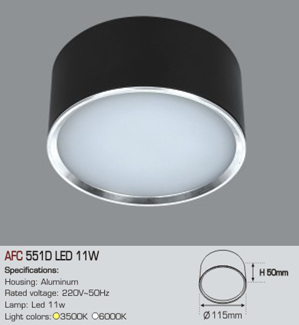 Đèn lon ốp trần nổi Anfaco AFC-551D-11W