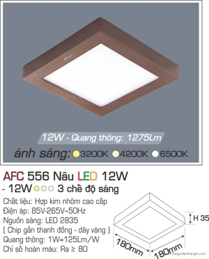 Đèn ốp trần cao cấp 3 chế độ Anfaco AFC 556N 12W 3C