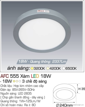 Đèn ốp trần cao cấp 3 chế độ Anfaco AFC 555X 18W 3C