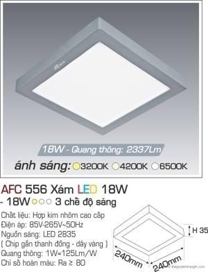 Đèn ốp trần cao cấp Anfaco AFC 556X 18W 1C