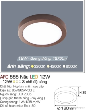 Đèn ốp trần cao cấp Anfaco AFC 555N 12W 1C