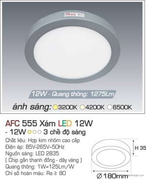 Đèn ốp trần cao cấp Anfaco AFC 555X 12W 1C