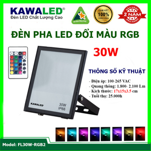 Đèn pha led đổi màu Kawaled FL30W-RGB2