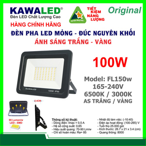 Đèn pha led mỏng đúc nguyên khối FL100W-T/V