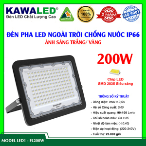 Đèn pha led mỏng đúc nguyên khối FL200W-T/V