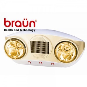 Đèn sưởi nhà tắm Braun BU02P - 2 bóng trắng, có quạt