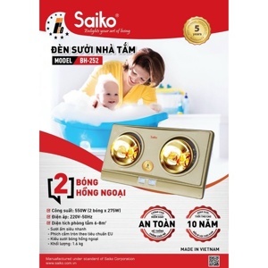 Đèn sưởi nhà tắm 2 bóng Saiko BH-252