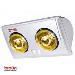 Đèn sưởi nhà tắm Braun BU02G - 2 bóng vàng