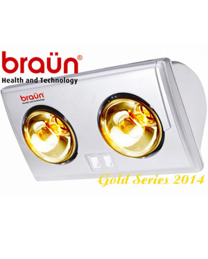 Đèn sưởi nhà tắm Braun BU02G - 2 bóng vàng