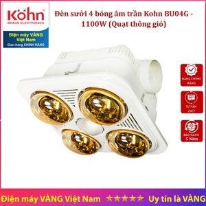 Đèn sưởi nhà tắm 4 bóng âm trần Kohn BU06G