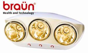 Đèn sưởi nhà tắm Braun BU03G (BU03-G) - 3 bóng vàng