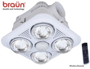 Đèn sưởi nhà tắm Braun BU04R - 4 bóng âm trần + điều khiển