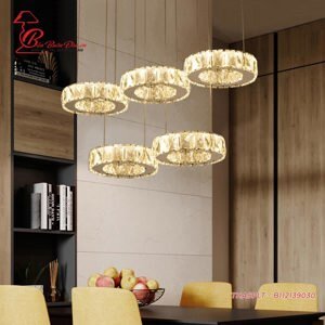 Đèn thả 5 pha lê tròn