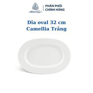 Dĩa elip 32cm Camellia Trắng