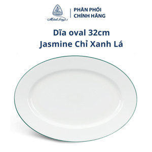 Dĩa oval 32cm Jasmine Chỉ Xanh Lá