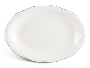 Dĩa oval Minh Long Đài Các Chỉ Bạch Kim 32cm