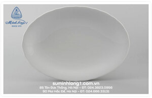 Dĩa oval Minh Long Mẫu Đơn IFP Trắng Ngà 28cm