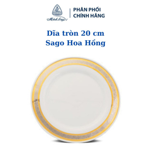 Dĩa tròn 20 cm - Sago - Hoa Hồng
