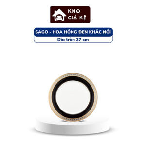 Dĩa tròn 27 cm – Sago – Hoa Hồng Đen khắc nổi