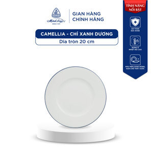 Dĩa tròn Camellia Chỉ xanh dương 20cm