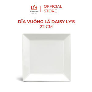 Dĩa vuông lá 22 cm – Daisy Ly’s – Trắng Ngà