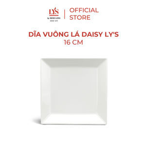 Dĩa vuông lá 22 cm – Daisy Ly’s – Trắng Ngà