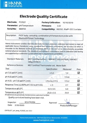 Điện cực Halo® đo pH thực phẩm bluetooth Hanna FC2022