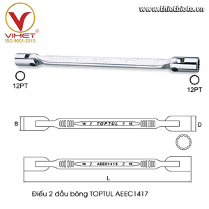 Điếu 2 đầu bông Toptul AEEC1417 - 14x17mm