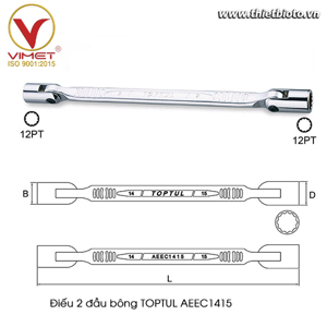 Điếu 2 đầu bông Toptul AEEC1415 (14x15mm)