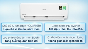 Điều hòa Aqua Inverter 12000 BTU 1 chiều AQA-KCRV10WNZA gas R-32