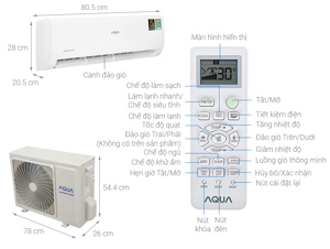 Điều hòa Aqua 9000 BTU 1 chiều Inverter AQA-KCRV10TK gas R-32