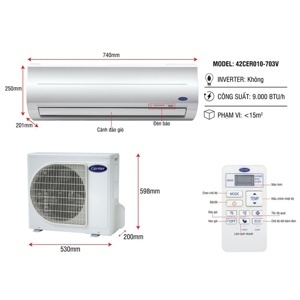 Điều hòa Carrier 12000 BTU 1 chiều 38/42CER013-703V gas R-32