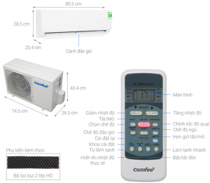 Điều hòa Comfee 9000 BTU 1 chiều SIRIUSA-9E gas R-32