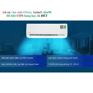 Điều hòa Aqua Inverter 12000 BTU 1 chiều AQA-KCRV12WNZ gas R-32