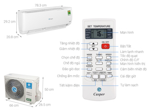 Điều hòa Casper Inverter 9000 BTU 1 chiều GC-09TL32 gas R-32